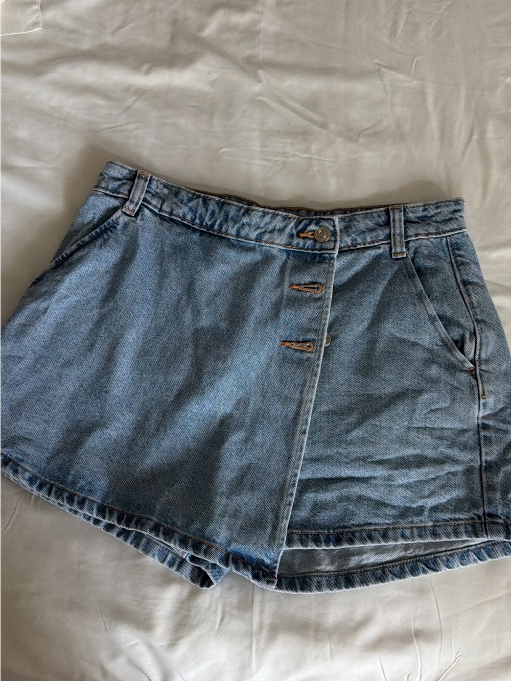 Zara Denim Wrap-Front Skort